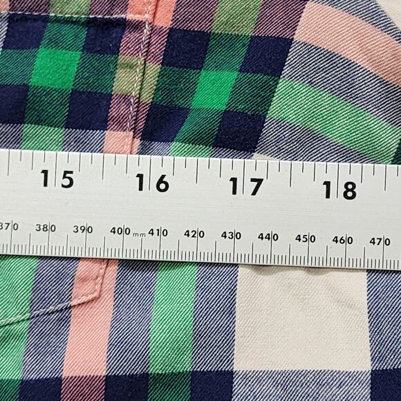 J.Crew Top Womens M Green Blue Pink Beige Plaid Boy Fit Long Sleeve Button Up - Picture 8 of 10